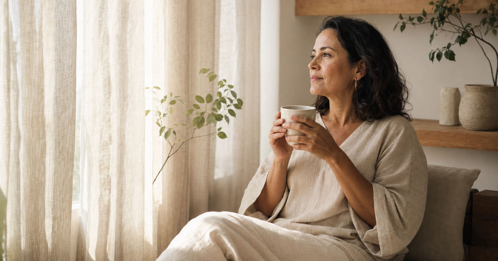 Mulher em uma pausa consciente representando os benefícios do silêncio para o bem-estar emocional