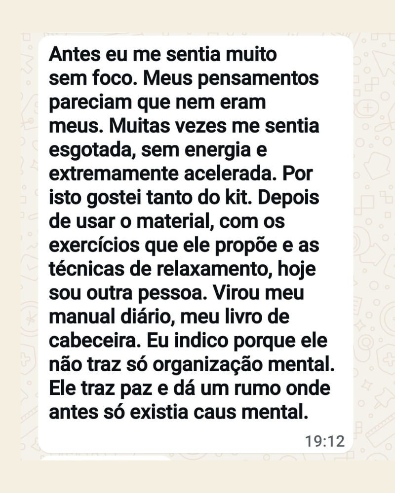 Relato real de Fabiana Amaral sobre o Kit Conekta, recebido pelo WhatsApp.